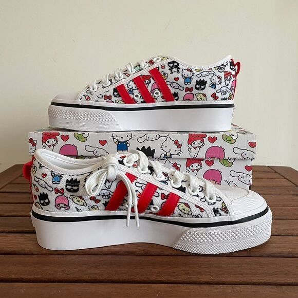 NWOT Adidas NIZZA platform Hello Kitty Women 7.5/Junior 6.5(HQ6888) - Picture 3 of 13
